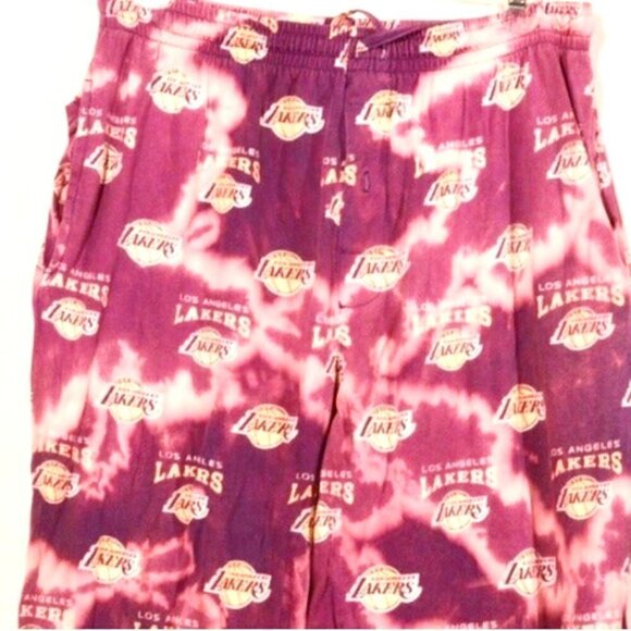 NBA Los Angeles LA LAKERS CUSTOM Acid Wash Tie Dye Pajama Sweatpants Joggers - Picture 1 of 6